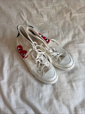 Comme des Garçons PLAY x Converse White High-Top Sneakers with Red Heart